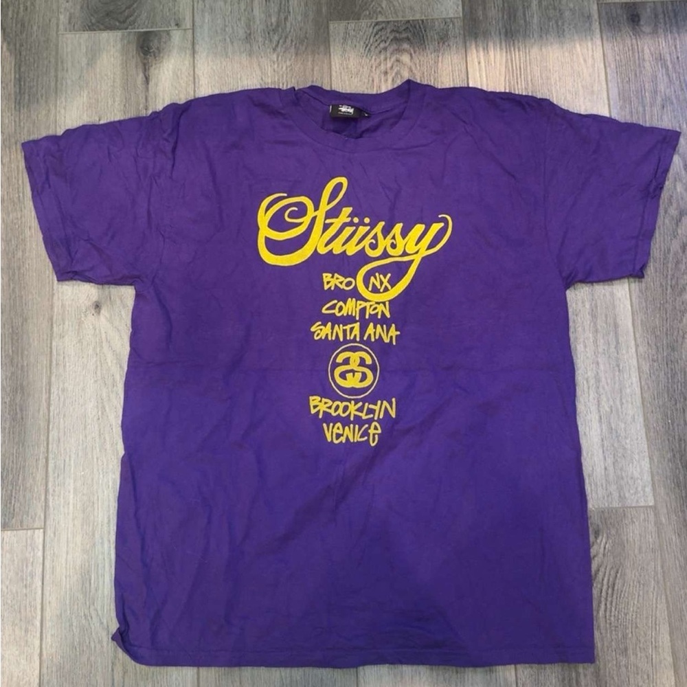 Stussy Violet Tee with Yellow Design